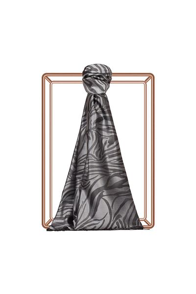 ipekevi Şal de mătase cu model Zebra Jacquard 05139-argintiu