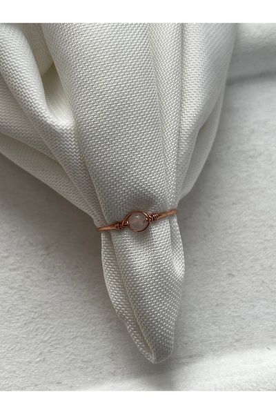 PelvedDesign Minimal Copper Adjustable Moon Stone Wire Ring