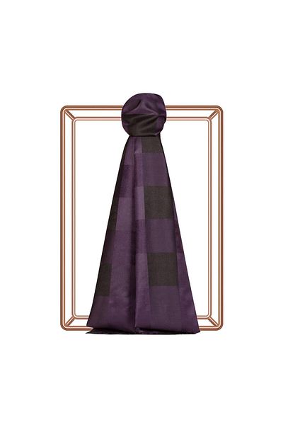 ipekevi Scottish Patterned Silk Shawl 05517-Eggplant Purple