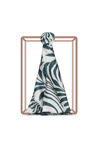 ipekevi Şal de mătase cu model palmier 06000-verde tropical
