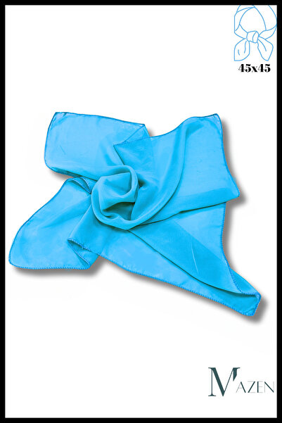 MAZEN Turquoise Solid Color Chiffon Scarf (Turkish Blue-Turquoise) 45X45 Hair, Bag, Wrist, Neck Accessory