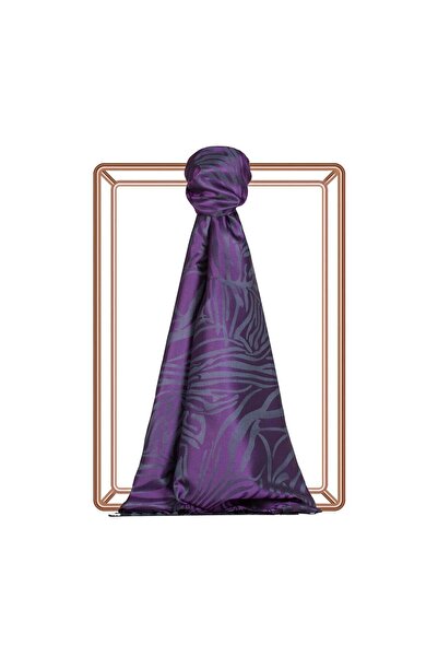 ipekevi Șal de mătase cu model zebră jacquard 05139-Violet