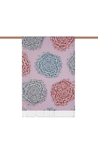 ipekevi Star Flower Patterned Silk Shawl 08028-Lilac
