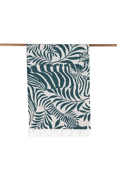 ipekevi Şal de mătase cu model palmier 06000-verde tropical