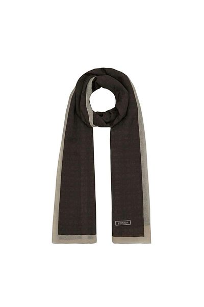 ipekevi Σάλι με μοτίβο Four Seasons Monogram 04356-στάχτης καφέ
