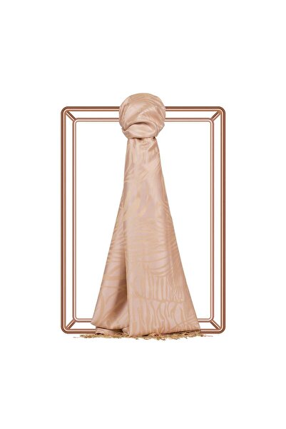 ipekevi Μεταξωτό σάλι με σχέδιο ζέβρας 05139-Πούδρα