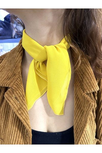 MAZEN Yellow Color Plain Chiffon Scarf Multi-Purpose Accessory