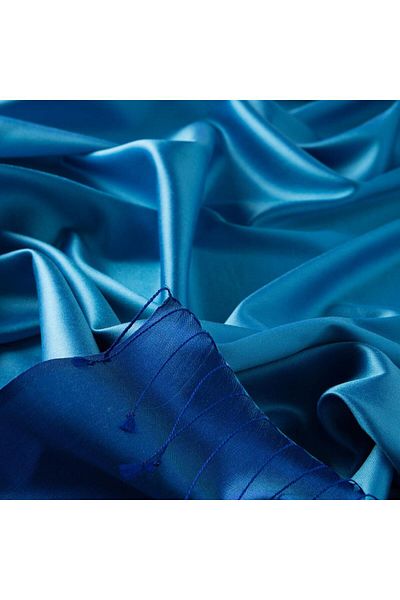 ipekevi Double Sided Solid Color Silk Shawl 00927-Tropical Blue