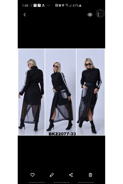 Bukezy Tül Eteklı Gömlek Elbise