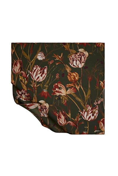 ipekevi Melancholia Desenli Tivil İpek Eşarp 01193-Haki Yeşili