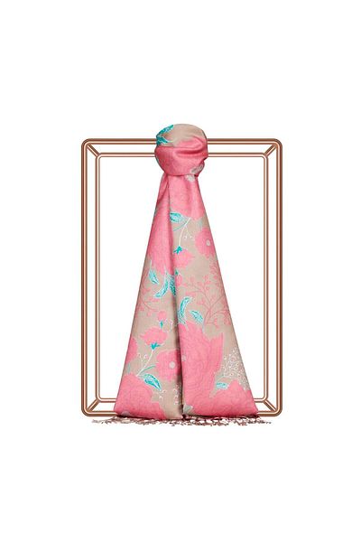ipekevi Копринен шал с шарки Rosa - норка