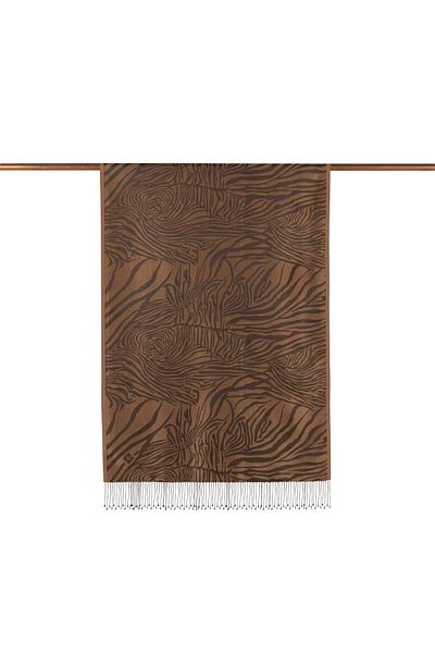 ipekevi Μεταξωτό σάλι Zebra Jacquard Pattern 05139-γαλακτώδες καφέ