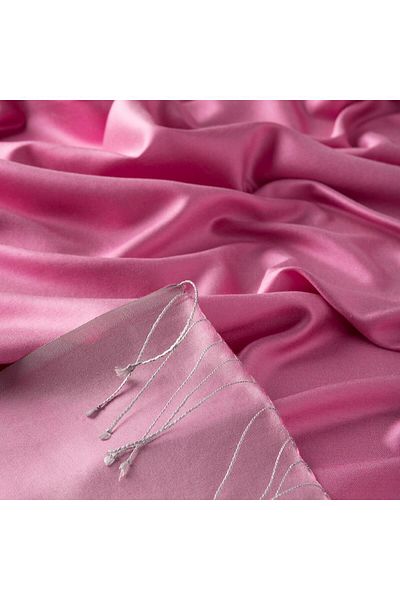 ipekevi Double Sided Solid Color Silk Shawl 00927-Lilyum Pink