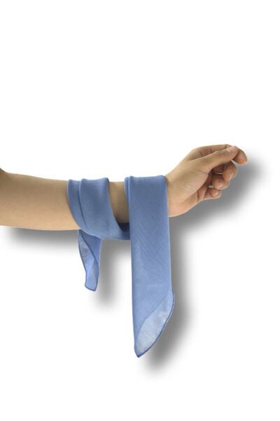 MAZEN Blue Color Plain Chiffon Scarf