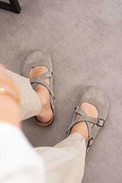 Uniqueqoop Vienna Genuine Leather Cork Sole Orthopedic Women's Slippers