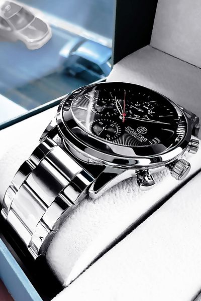 Homies Men's Wristwatch 3 ATM Waterproof Silver Color Steel Strap + Bracelet Gift Elg774