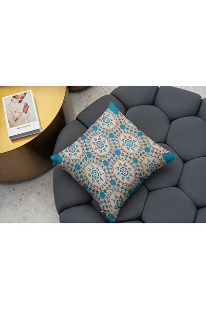 Ahsen Dekoratif Modern Lace Patterned Knitting Themed Digital Print Luxury Velvet 4-Piece Throw Pillow Cover Set...