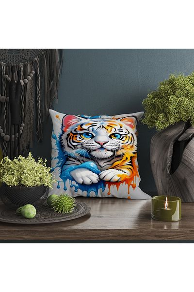 Ahsen Dekoratif Modern Stylish Aesthetic Throw Pillows Turn into Painting Digital Printed Luxury Velvet 4-Piece Throw Pillow Cover Set