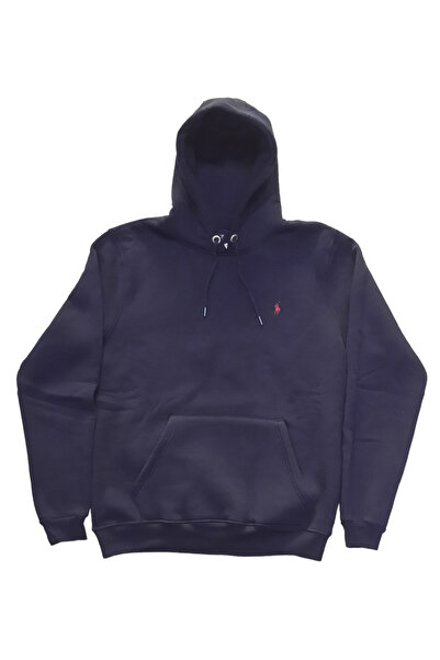 More Erkek Kapüşonlu Bağcıklı Kanguru Cepli Lacivert Sweatshirt