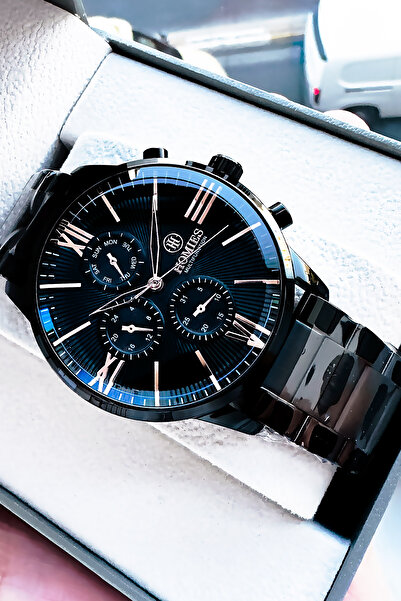 Homies Multifunction Erkek Kol Saati 3 Atm Su Geçirmez Siyah Renk Çelik Kordon Bileklik Hediyeli Hm2644c1