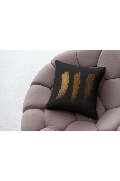 Ahsen Dekoratif Modern Patterned Striped Powder Gold Themed Digital Printing Luxury Velvet 4-Piece Throw Pillow Cover Set...