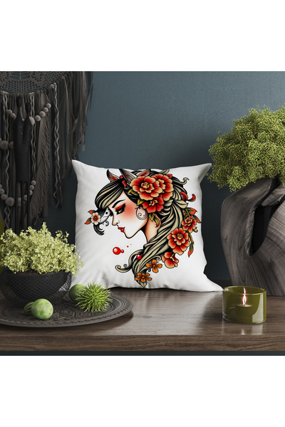 Ahsen Dekoratif Modern Stylish Aesthetic Gift Flower Themed Digital Printed Luxury Velvet 4-Piece Throw Pillow Cover Set