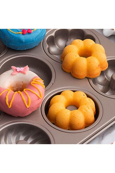btm home Mini Round Cake Mold, 7 Cm, for Donut, Muffin, Brownies, Cake, Non-Stick Muffin Mold