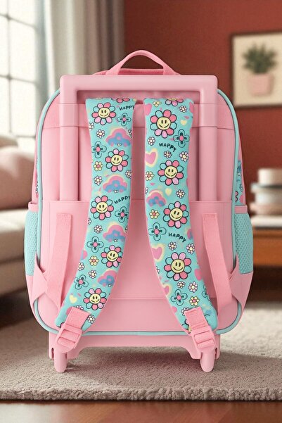 MUGGLE 2 Bölmeli Live Happy Çekçekli Okul Sırt Çantası Pembe (MU-9172)