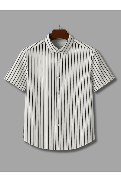 WAMOSSALAPLI Striped Short Sleeve Knitted Shirt