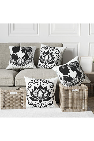 Ahsen Dekoratif Love Themed Line Pattern Flower Themed Digital Printed Luxury...