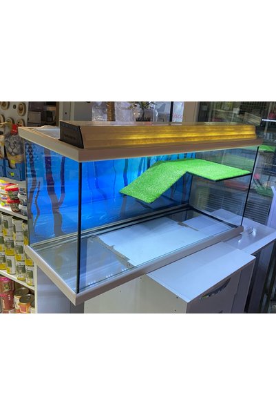 Fauna Pet Supplies Su Kaplumbağası Akvaryumu Işıklı Büyük Boy (100X40X50) Siyah/Beyaz