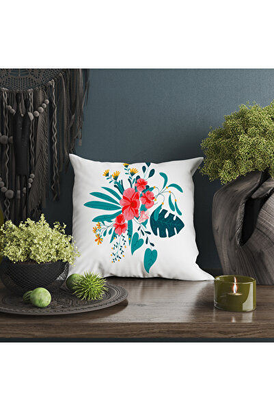 Ahsen Dekoratif Modern Patterned Striped Flowers Digital Print Luxury Velvet 4-Piece Throw Pillow Cover Set...