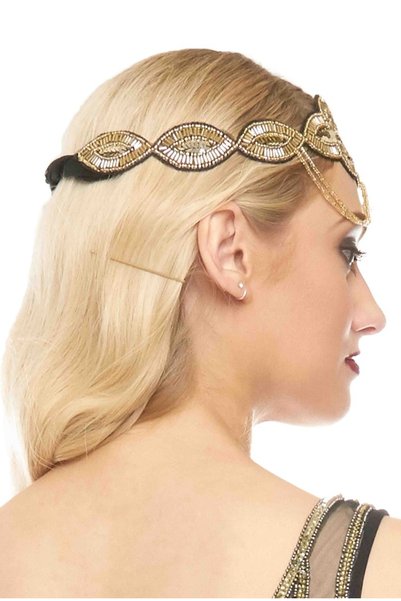 GATSBYLADY LONDON Ritz Headband in Black Gold