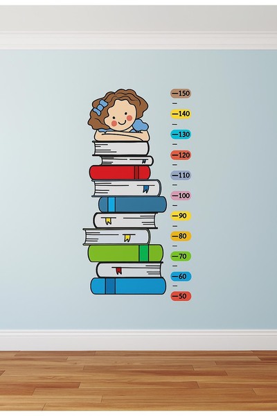 KT Decor ملصق جداري لفتاة لطيفة تقرأ كتابًا لقياس الارتفاع ومخطط تطوير الرسم البياني