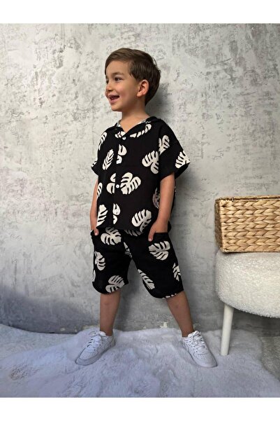 aybabykids Mixed Patterned Muslin Summer Fabric Boy's Double Suit