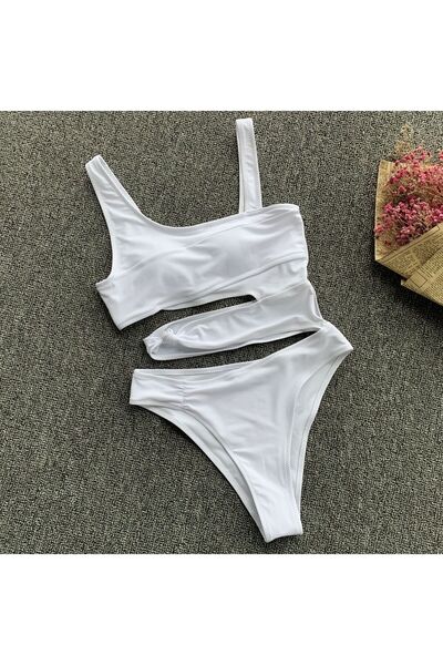 Ladyrosi Costum de baie cu tăietură în V acoperită cu design personalizat