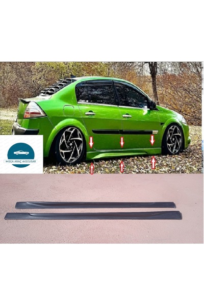 Mega Araç Aksesuar Renault Megan 2 Marşpiyel Takımı Fiberclass Boyasız Siyah