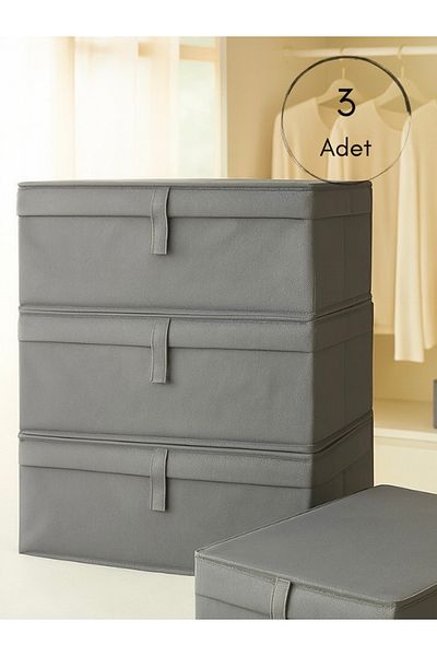 Venita Home 3 Pieces in Box Form with Lid - Multi-Purpose Storage Organizer 50x40x19