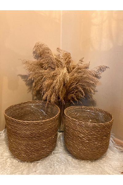 Paganca 2-Piece Wicker Cylinder Flower Pot Large Sizes