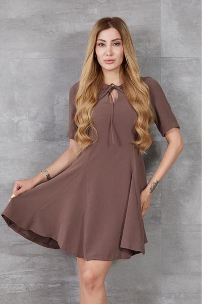 Pasaklı Giyim Rochie de vară cu mânecă scurtă din nurcă pentru femei, maro 3752308