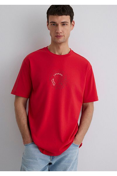 Mavi Istanbul Printed Red T-Shirt Loose Fit / Loose Relaxed Cut 0612996-70471