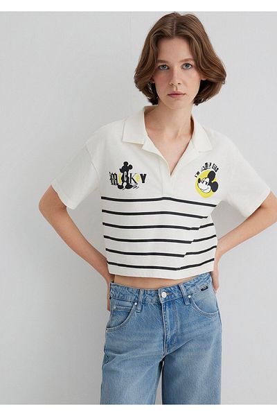 Mavi Μπλουζάκι με στάμπα Mickey Mouse από ανθρακί κανονική εφαρμογή 1612853 -85308