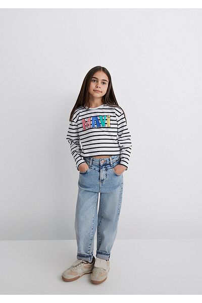 Mavi Τυπωμένο Crop Μαύρο T-Shirt Loose Fit / Loose Relaxed Fit 7610270-82374