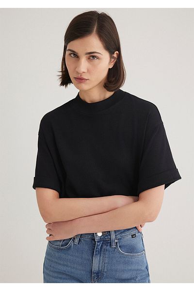Mavi Tricou de bază negru oversize / cu croială largă 1612907 -900