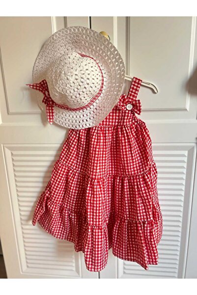 Kids KIRMIZI PÖTİKARELİ KIZ ÇOCUK ŞAPKALI ELBİSE