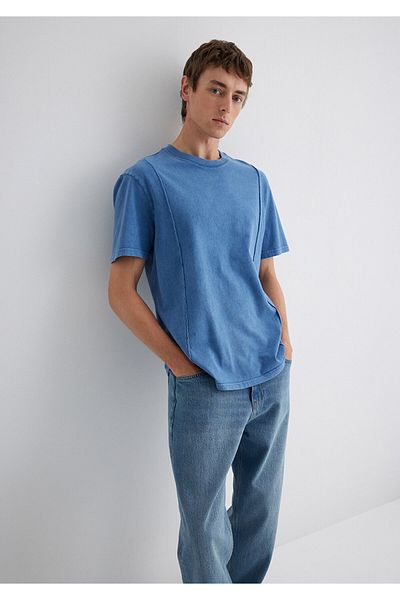 Mavi Μπλε μπλουζάκι με λεπτομέρεια ραφής Loose Fit / Loose Relaxed Fit 0612490 -70719