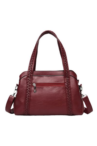 Generic Simple Braided Leather Handbag Fashionable And Versatile Large Shoulder Crossbody Bag