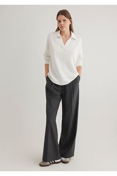 Mavi Λευκό μπλουζάκι Polo Neck Loose Fit / Loose Casual Cut 1612914-70057