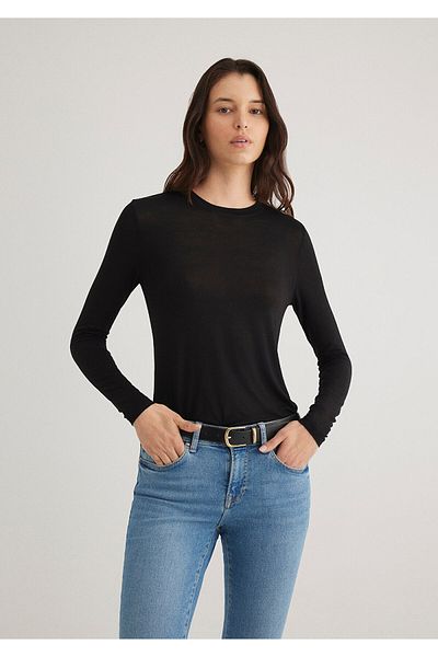 Mavi Μακρυμάνικο μαύρο μπλουζάκι Slim Fit / Slim Fit 1612909 -900