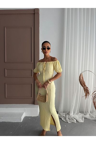 Rabi Shine ROCHIE DE DAME din țesătură seersucker cu mâneci cu deschidere